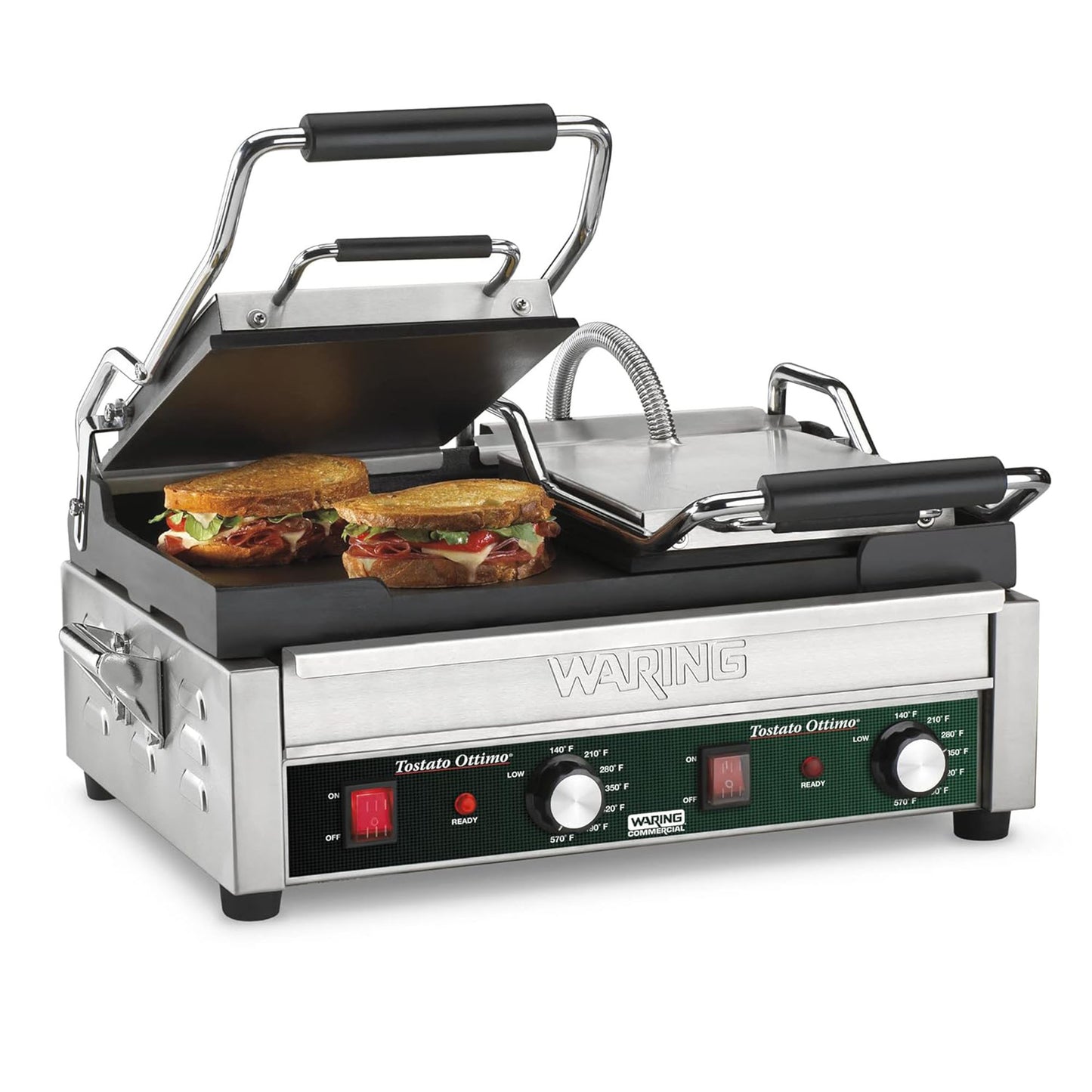 EVOR Commercial Panini Press Grill, 19"x9" Electric Sandwich Maker Griddle Plate