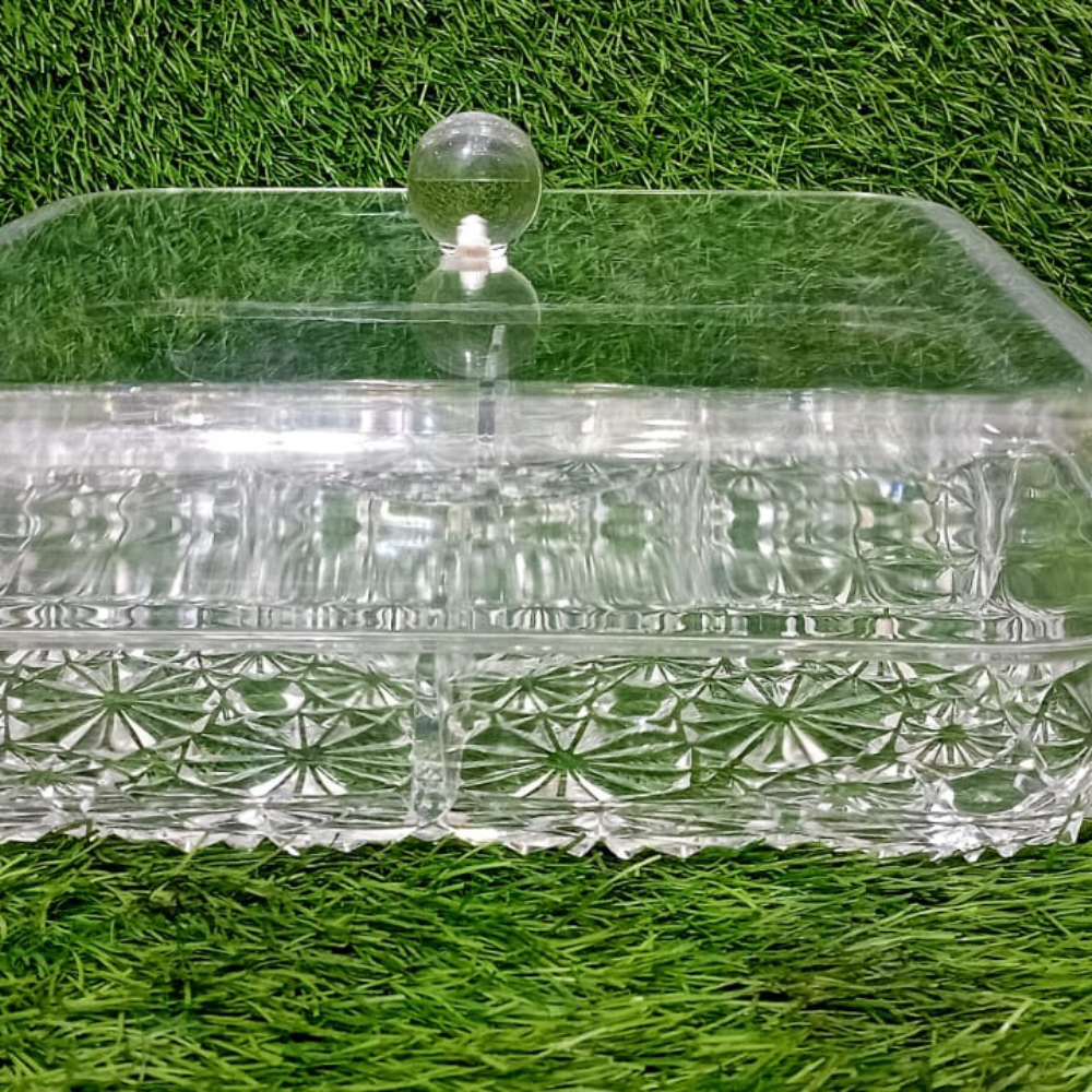 Acrylic Dry Fruit Dish – Elegant Multi-Section Serving Bowl (Without Stand)
