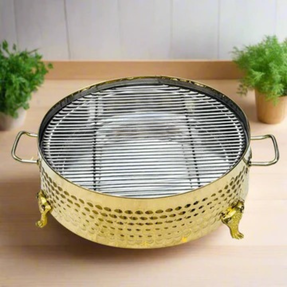 Round Golden BBQ Serving Grill