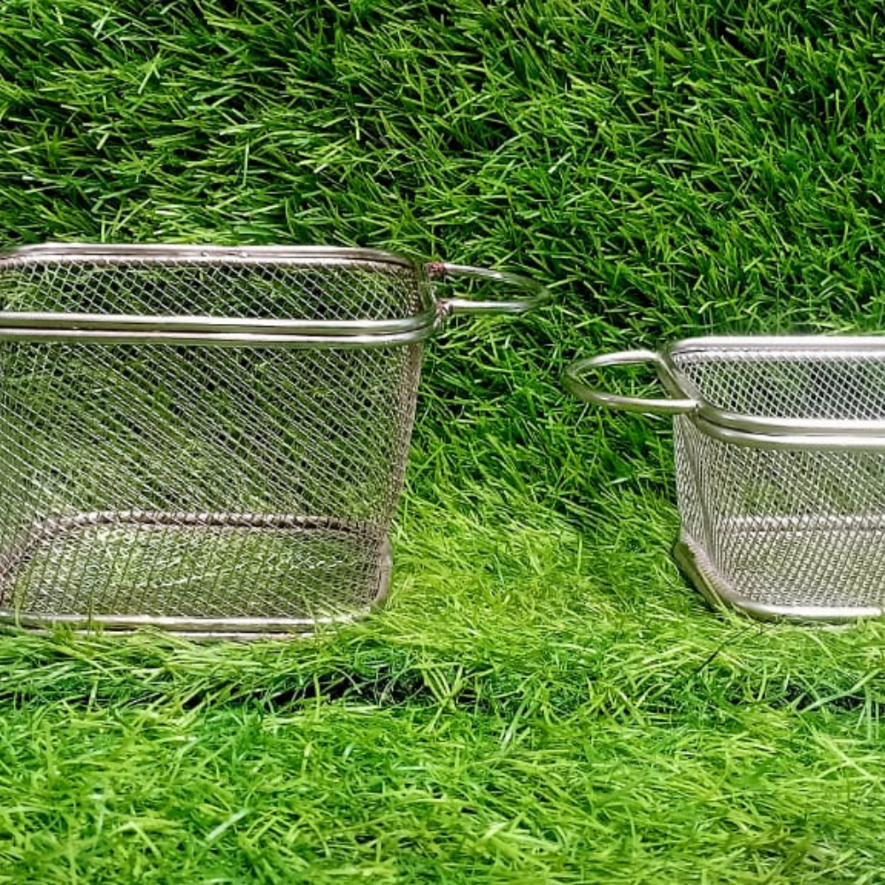 Pakistan-Made Stainless Steel Fries Basket with Double Handle