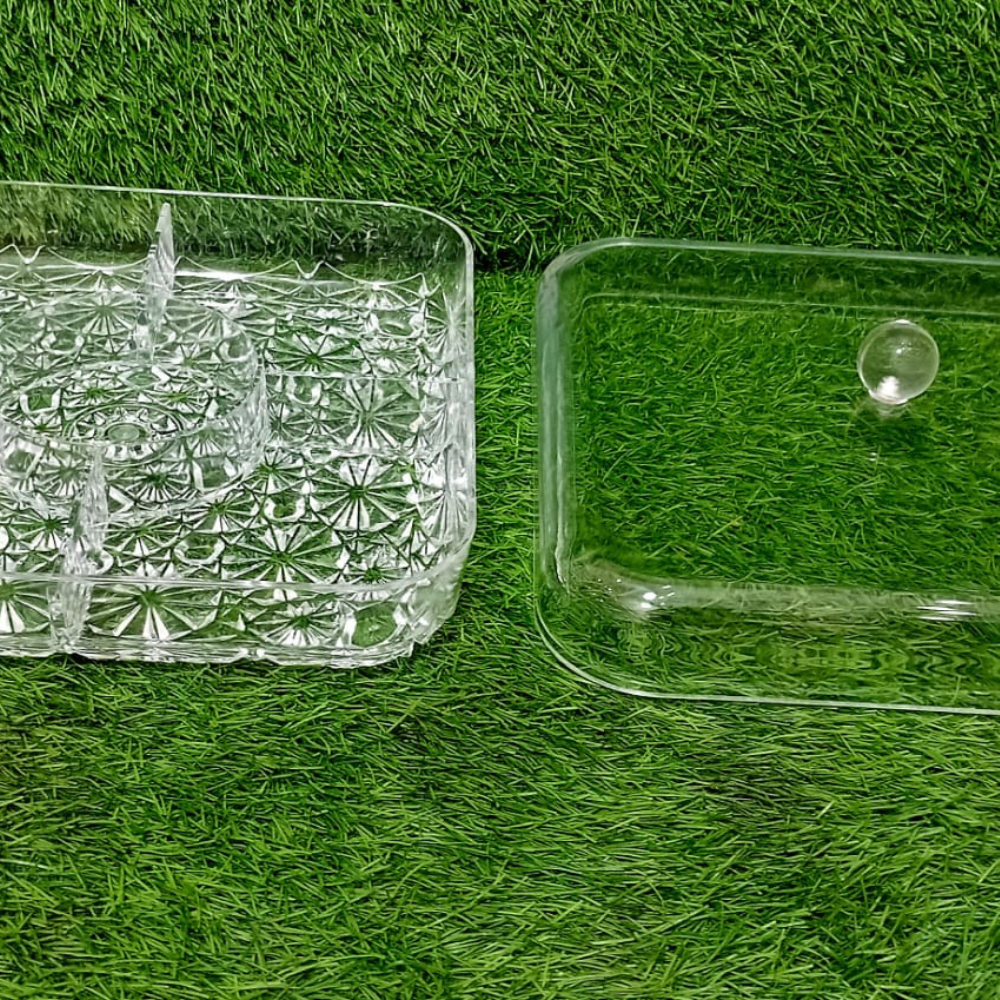 Acrylic Dry Fruit Dish – Elegant Multi-Section Serving Bowl (Without Stand)