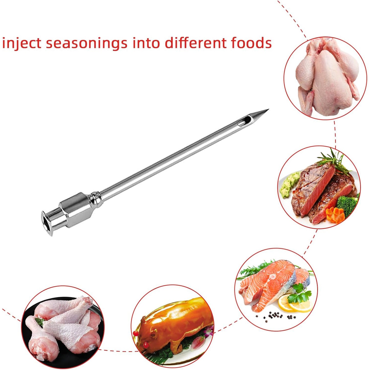 Meat Injection Stainless Steel - BBQ Meat Marinade Flavor Seasoning Injector Needle