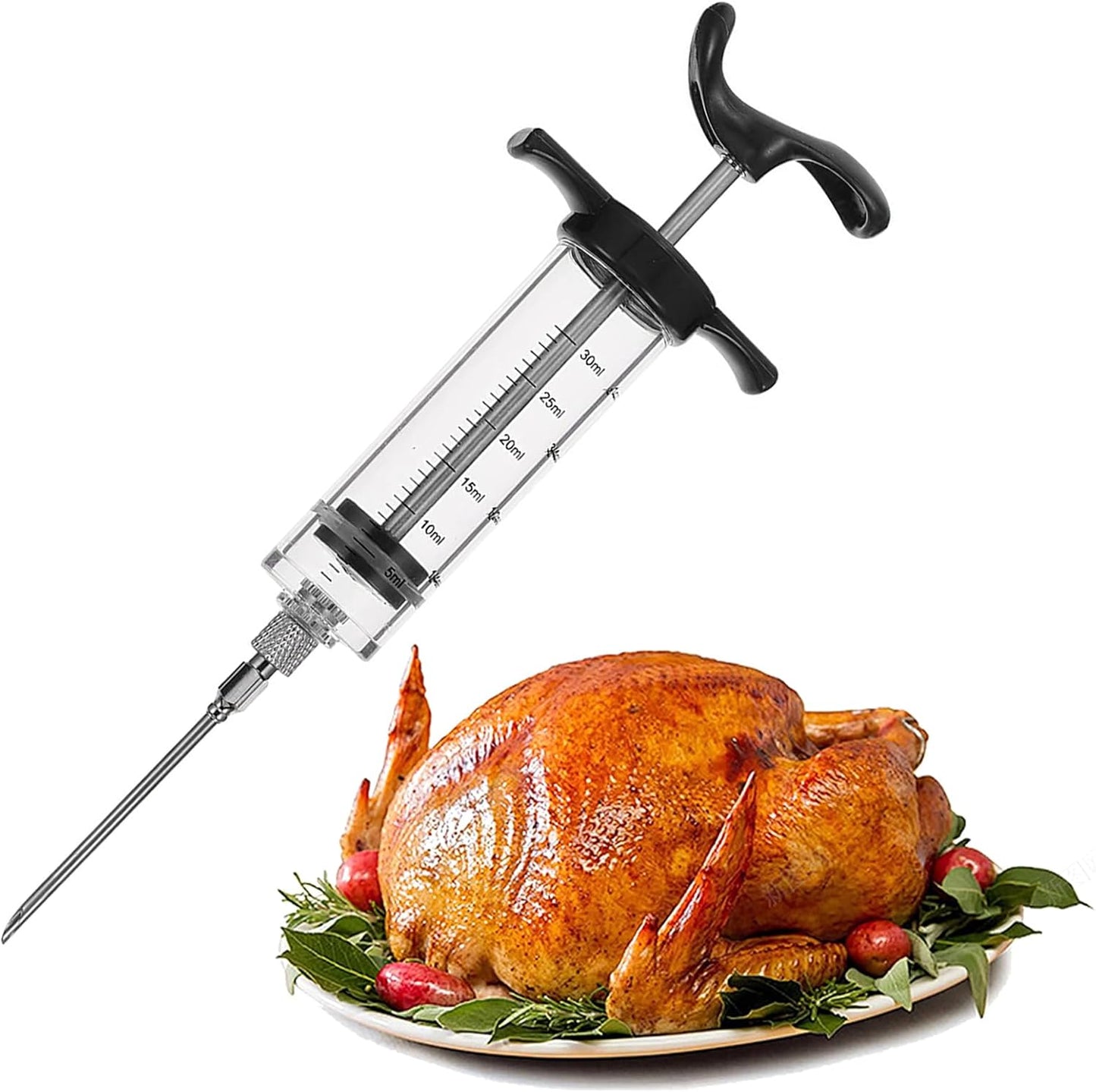 Meat Injection Stainless Steel - BBQ Meat Marinade Flavor Seasoning Injector Needle