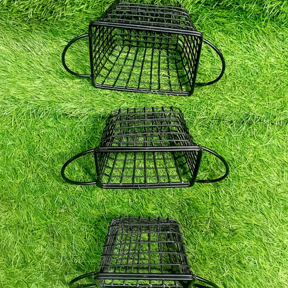 Black Fries Basket with Non-Stick Coating and Double Handles