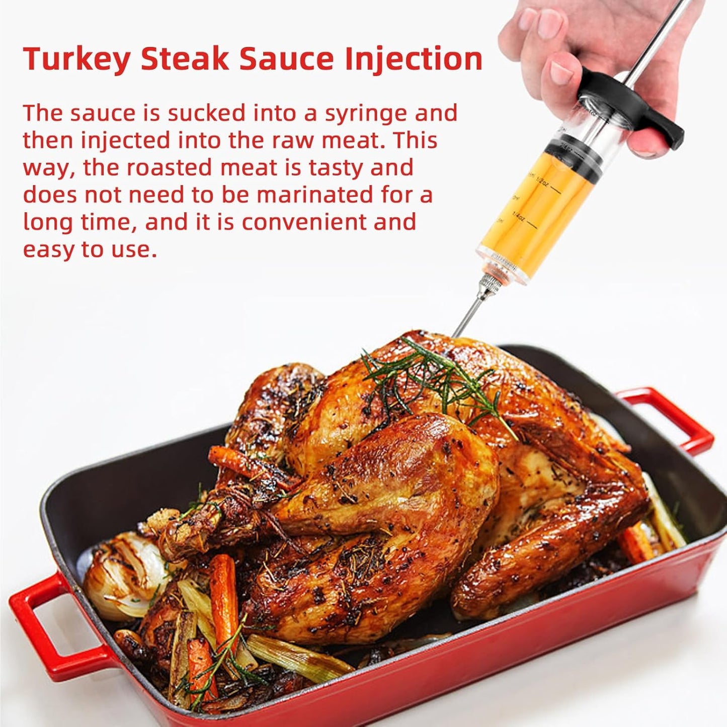 Meat Injection Stainless Steel - BBQ Meat Marinade Flavor Seasoning Injector Needle