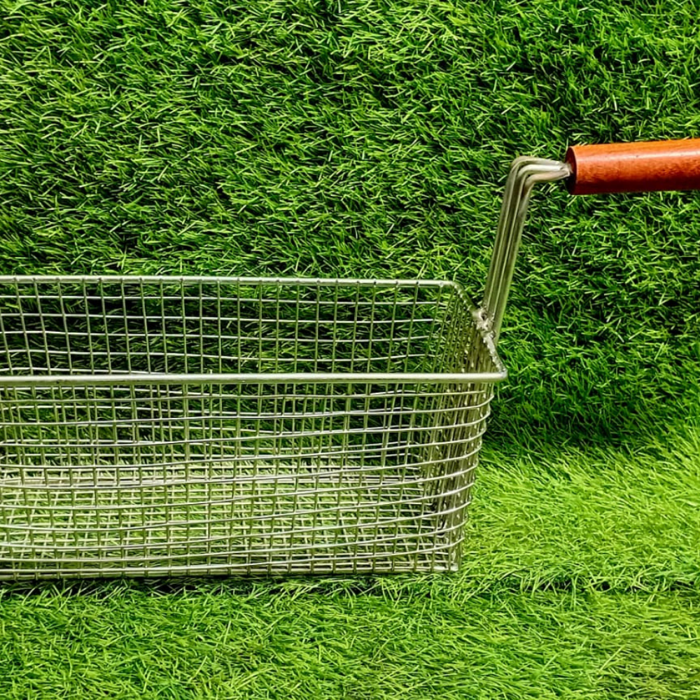 Stainless Steel Fryer Jali with Wooden Handle – Deep Frying Basket