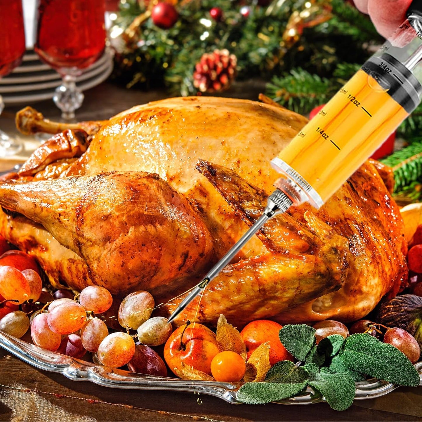 Meat Injection Stainless Steel - BBQ Meat Marinade Flavor Seasoning Injector Needle
