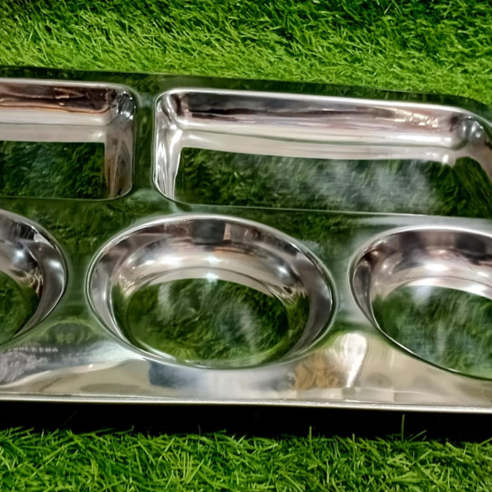 Stainless Steel 5-Compartment Serving Tray | Umar Crockery