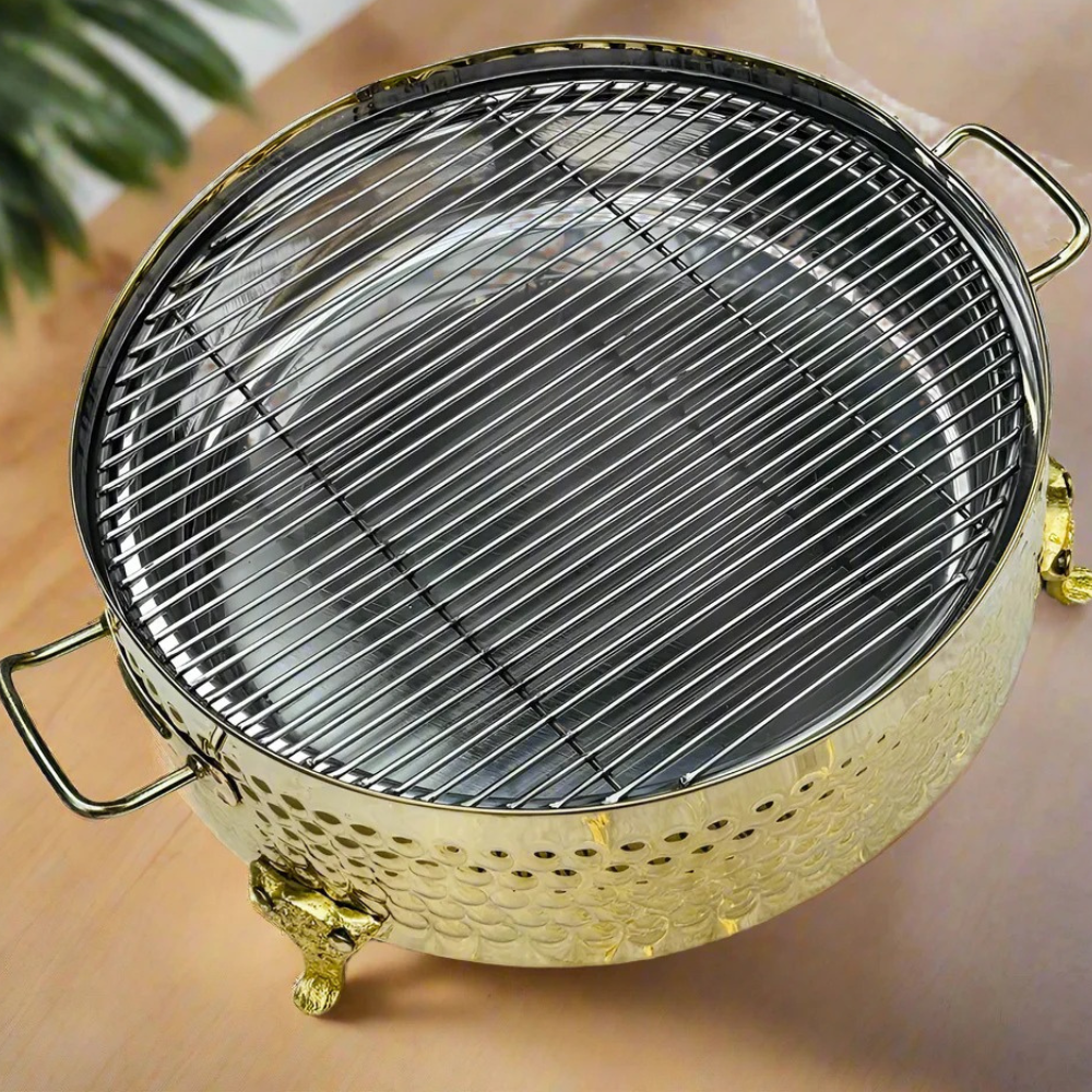 Round Golden BBQ Serving Grill