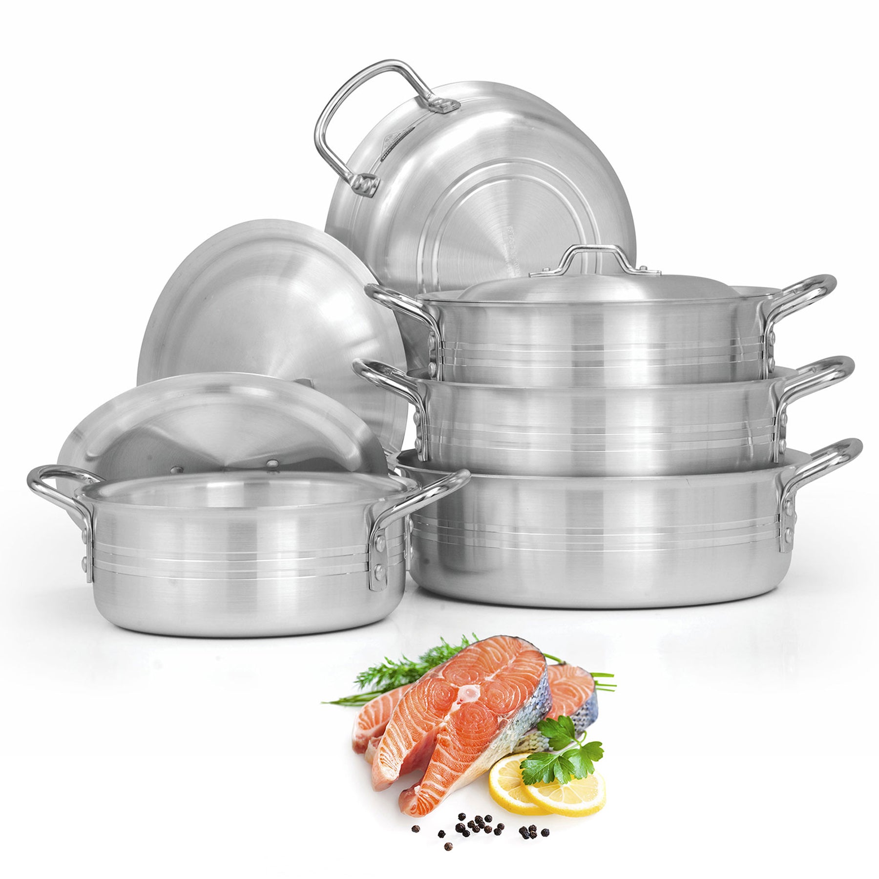 10 Pieces AR Metal Finish Fish Pot Casserole Set 1/5