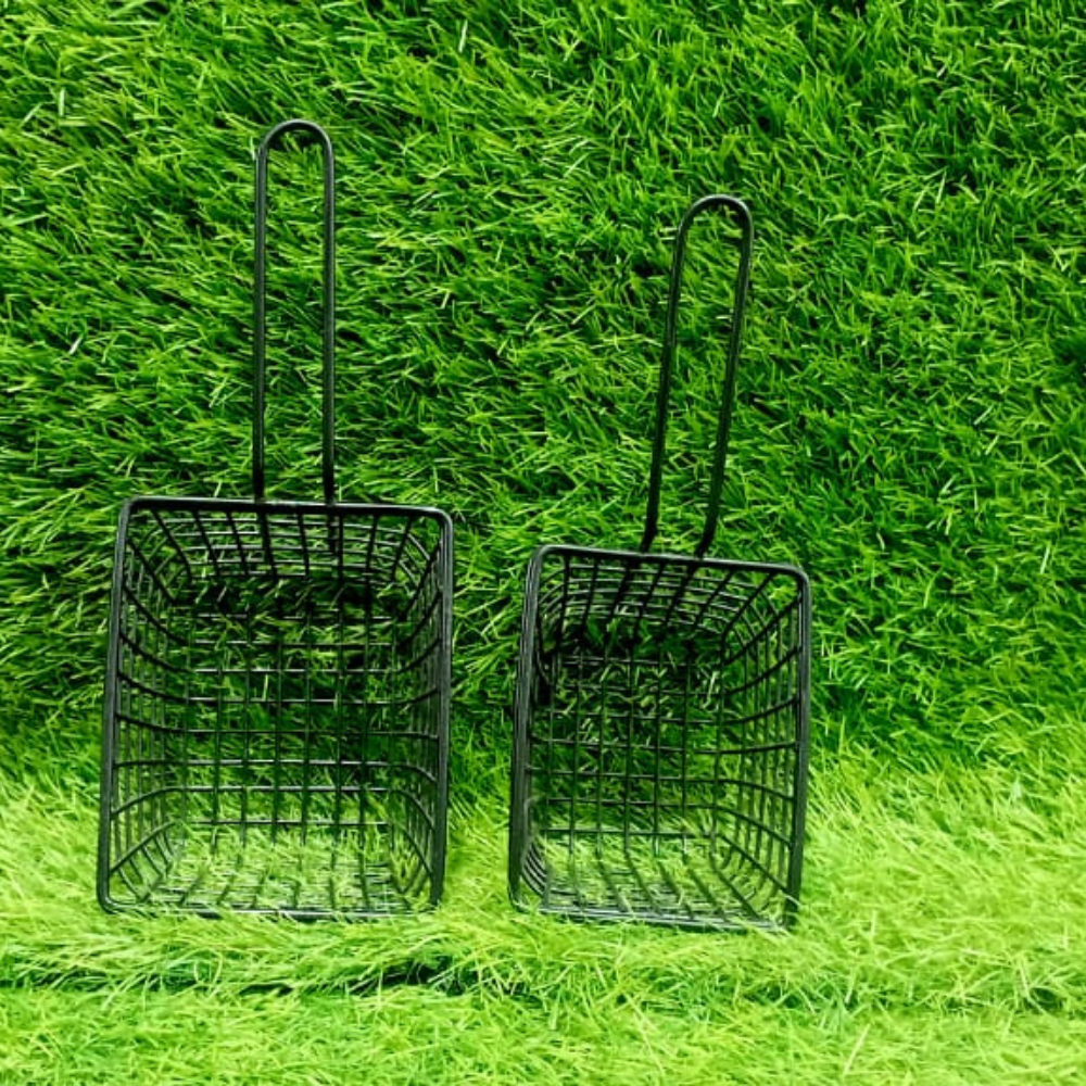 Black Fries Basket with Non-Stick Coating and Single Handle