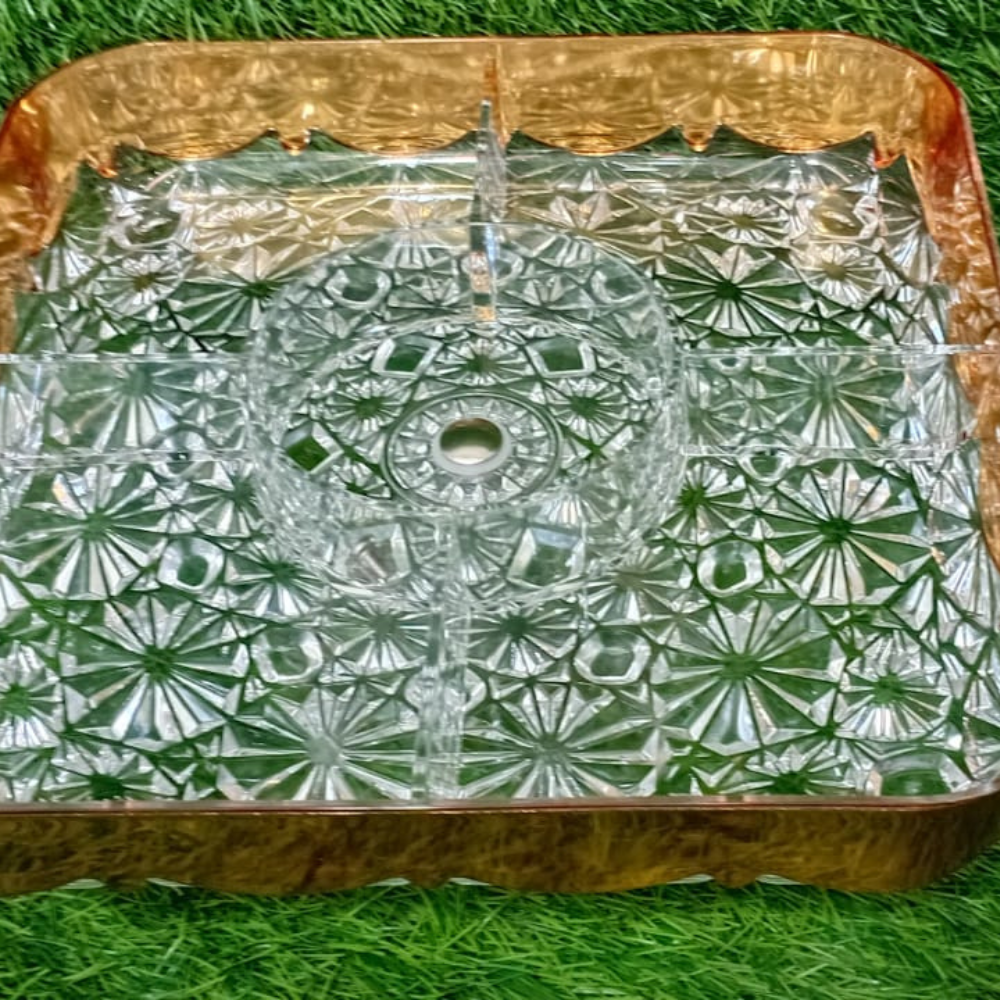 Acrylic Dry Fruit Dish with Stand – Elegant Multi-Section Snack & Dry Fruit Server
