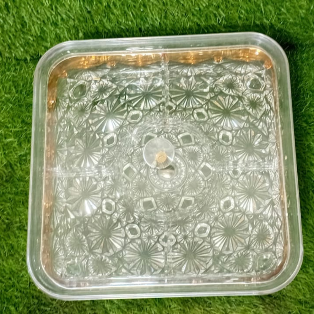 Acrylic Dry Fruit Dish with Stand – Elegant Multi-Section Snack & Dry Fruit Server
