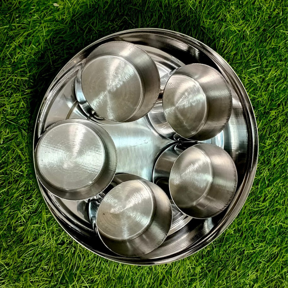 Stainless Steel Round Masala Box – 5 Katori