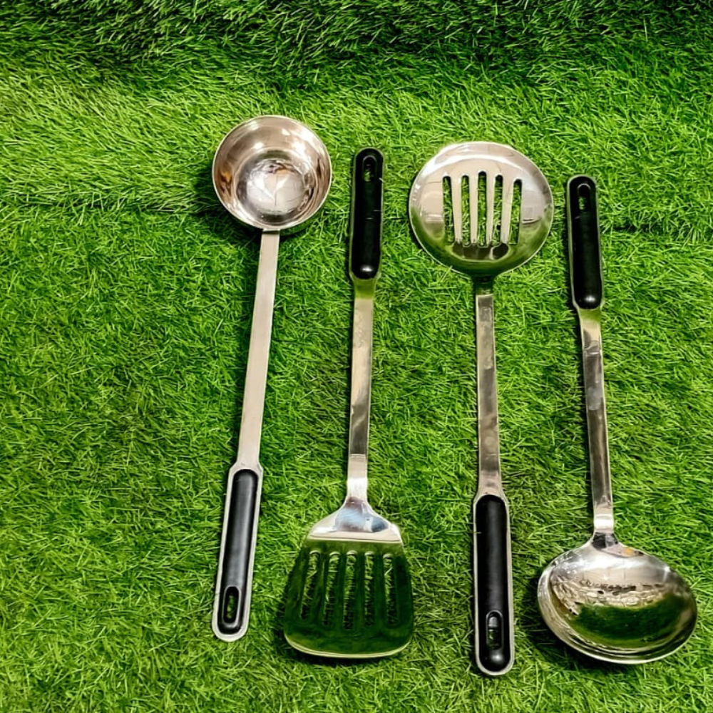 4-Piece Kitchen Cooking Set with Black Handles