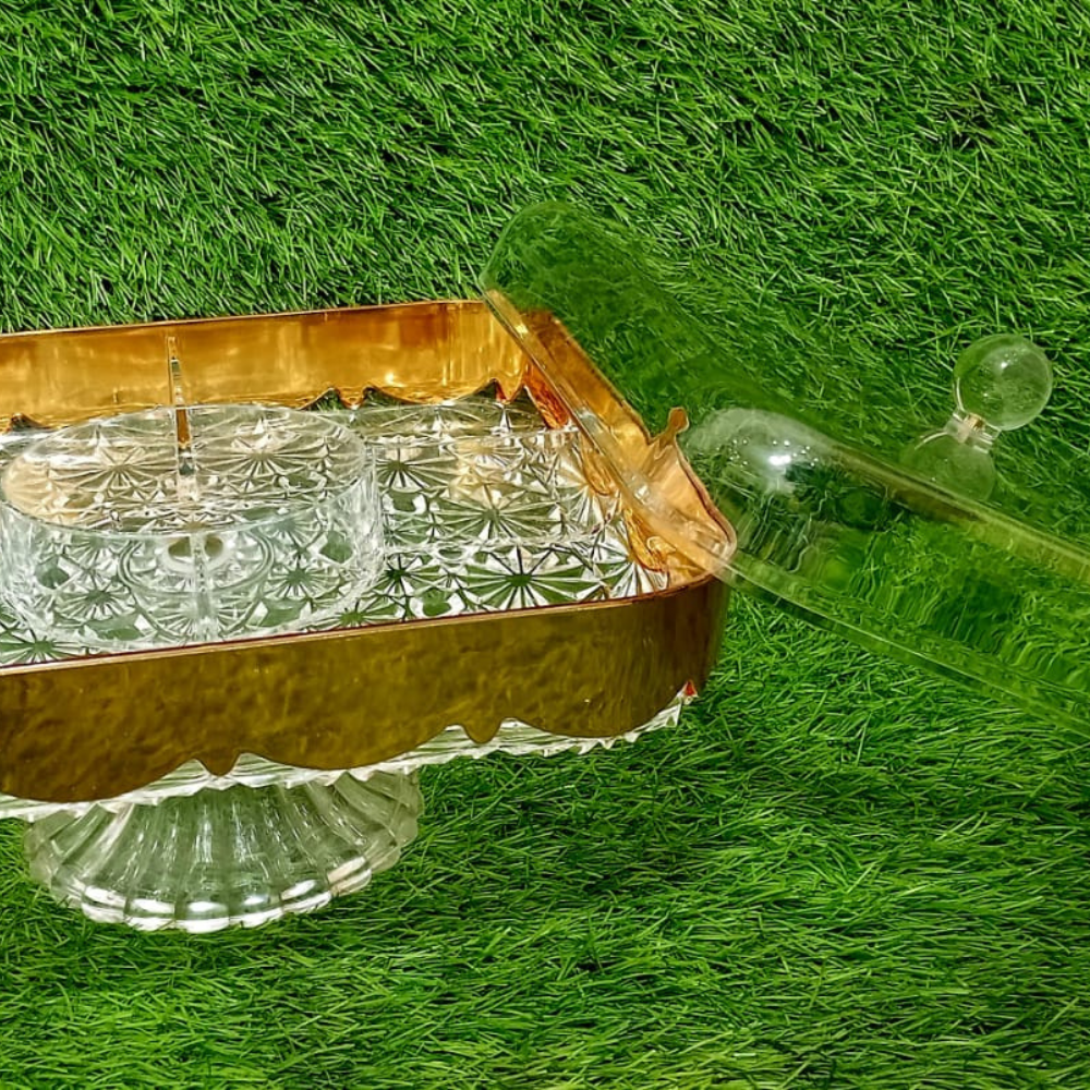 Acrylic Dry Fruit Dish with Stand – Elegant Multi-Section Snack & Dry Fruit Server