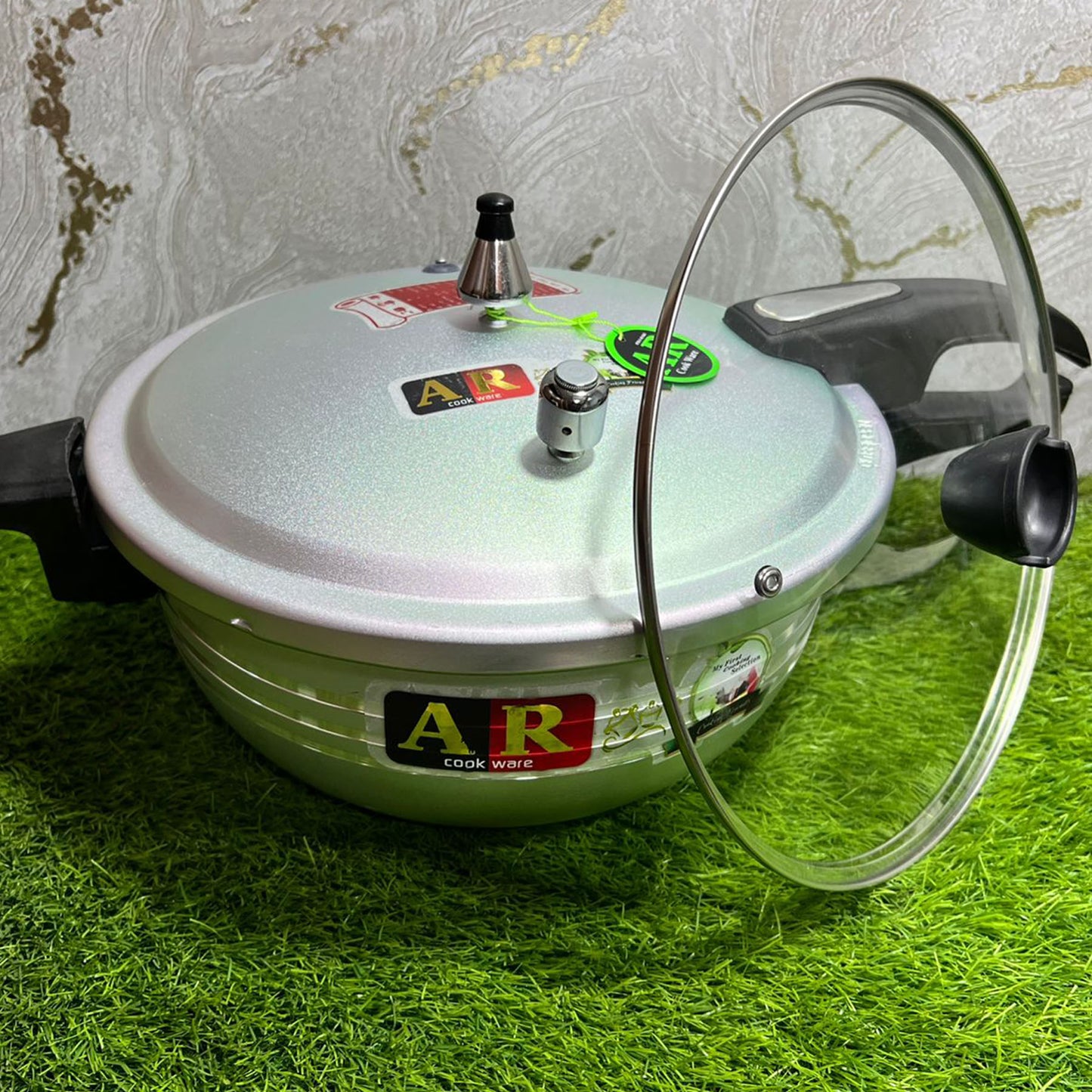 AR Cookware 2 in 1 Pressure Cooker Wok with Free Glass Lid