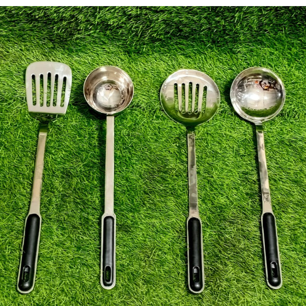 4-Piece Kitchen Cooking Set with Black Handles