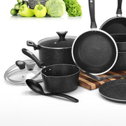 19 Pieces AR Marble Coated Non Stick Glory Set - Black