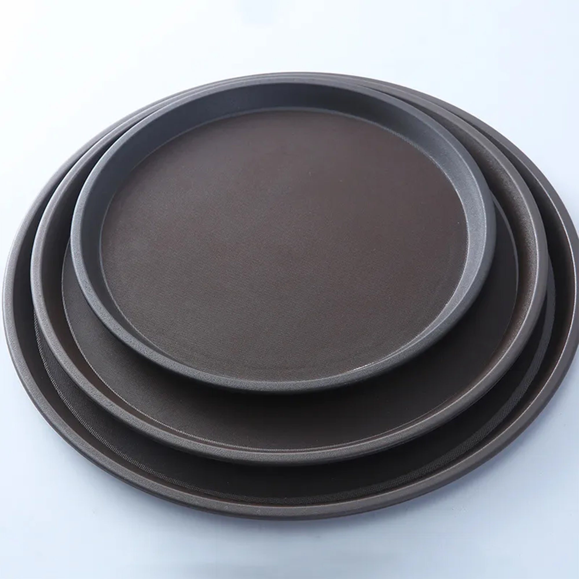 3 Piece Non Stick Pizza Pan Set Round Baking Tray Black