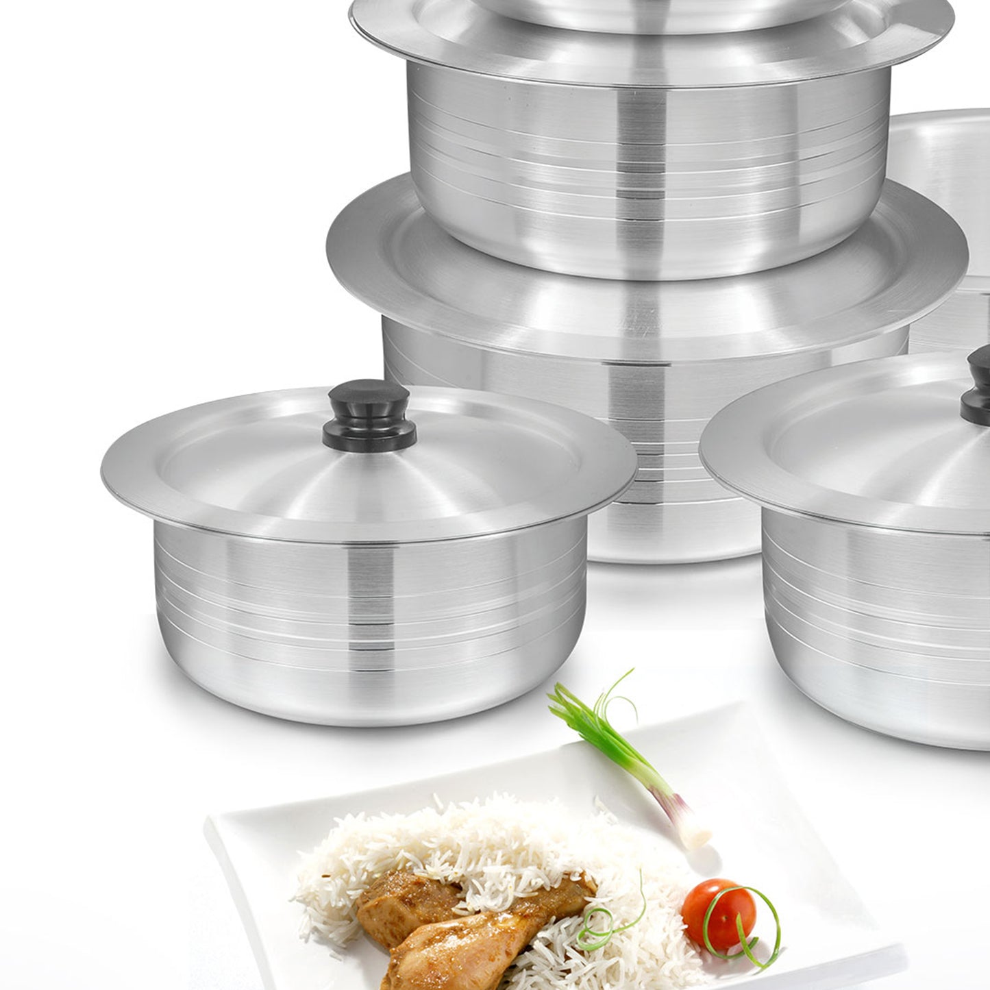 12 Pieces AR Round Metal Finish Casserole Set