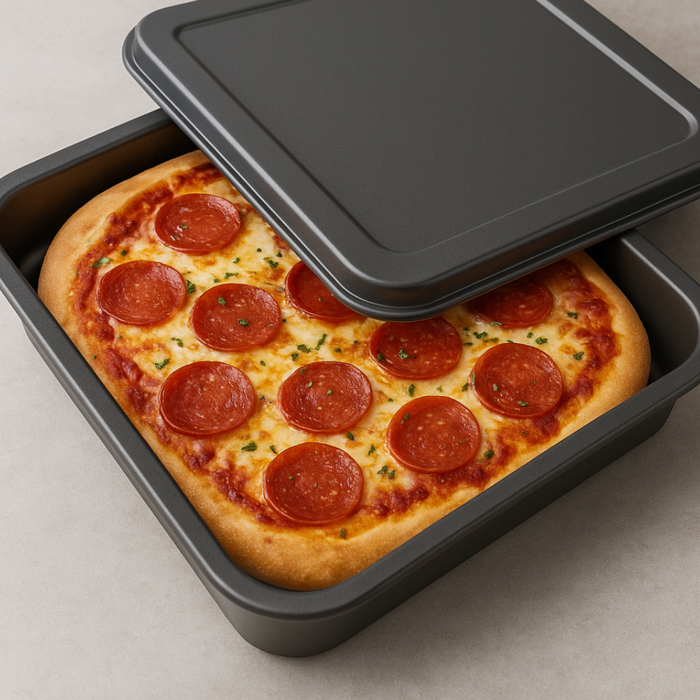 Non-Stick Square Pizza Pan with Lid