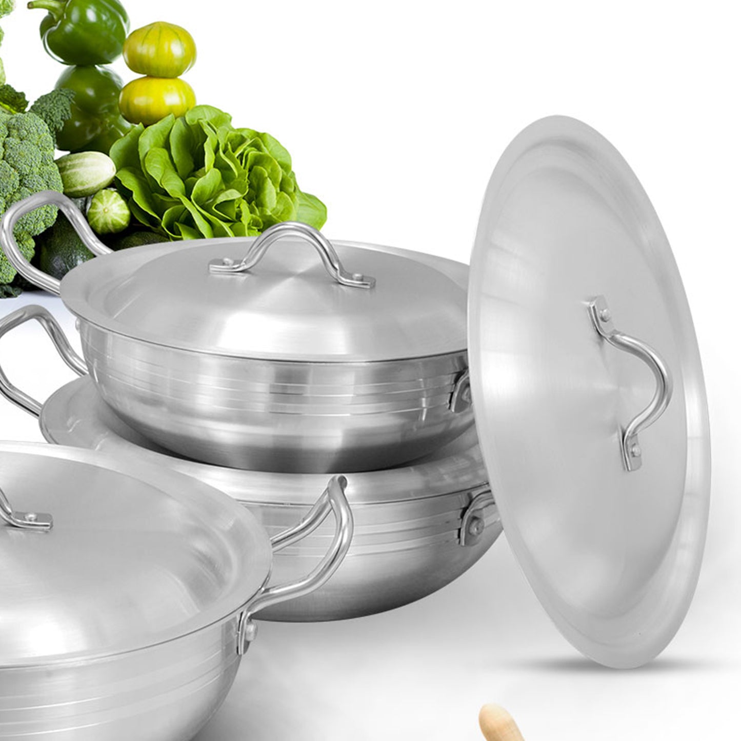 8 Pieces AR Metal Finish Wok Round Jumbo Set