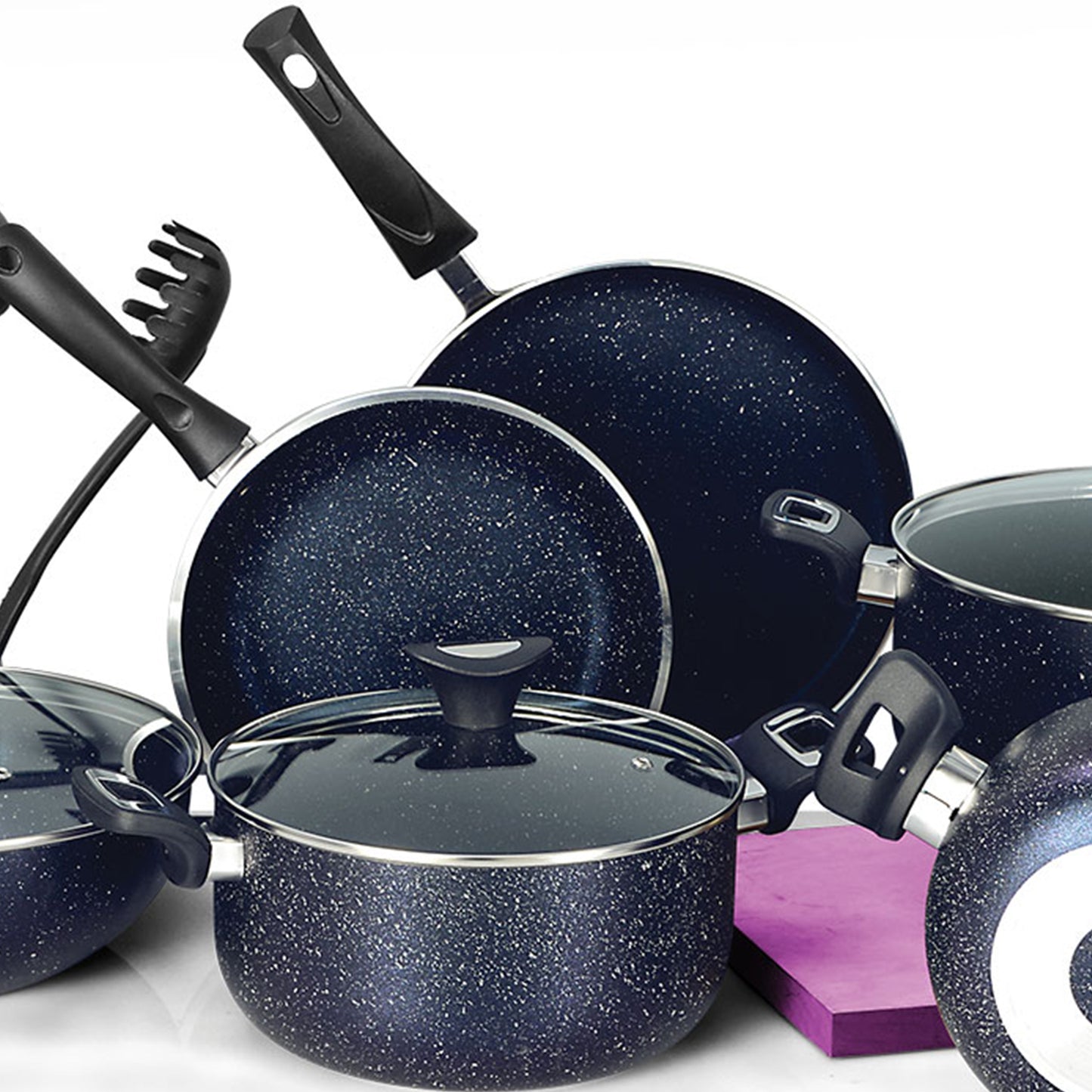 18 Piece AR Marble Coated Non Stick Glory Set - Black