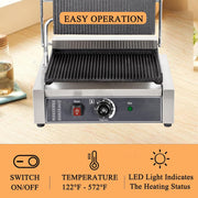 EVOR Commercial Panini Press Grill, 19"x9" Electric Sandwich Maker Griddle Plate