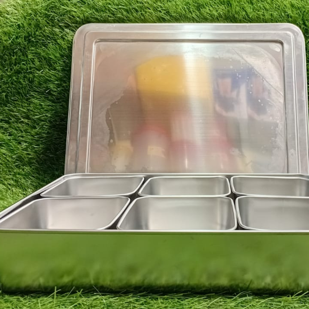 Imported Stainless Steel Masala Box – 6 Compartments