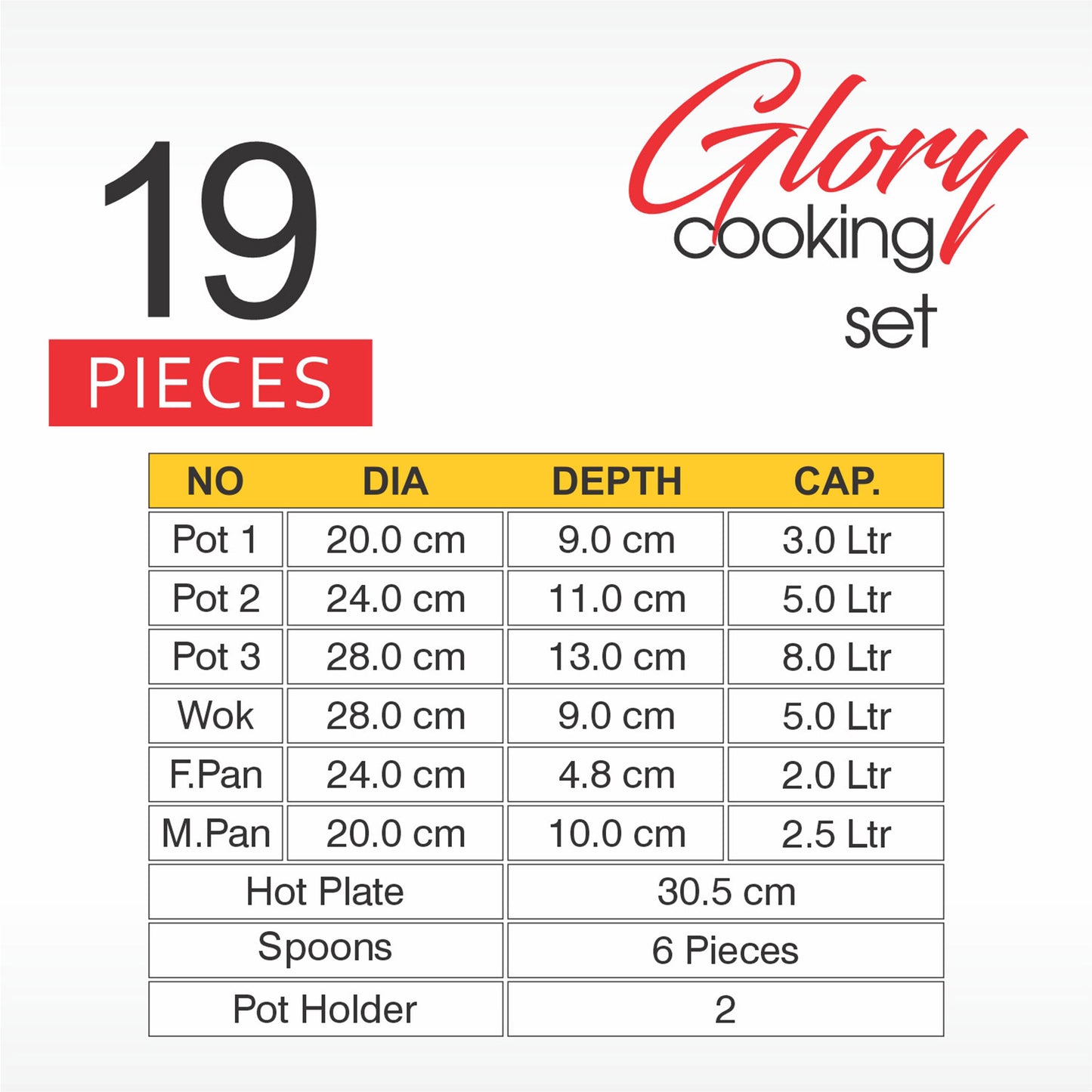 19 Pieces AR Marble Coated Non Stick Glory Set - Beige