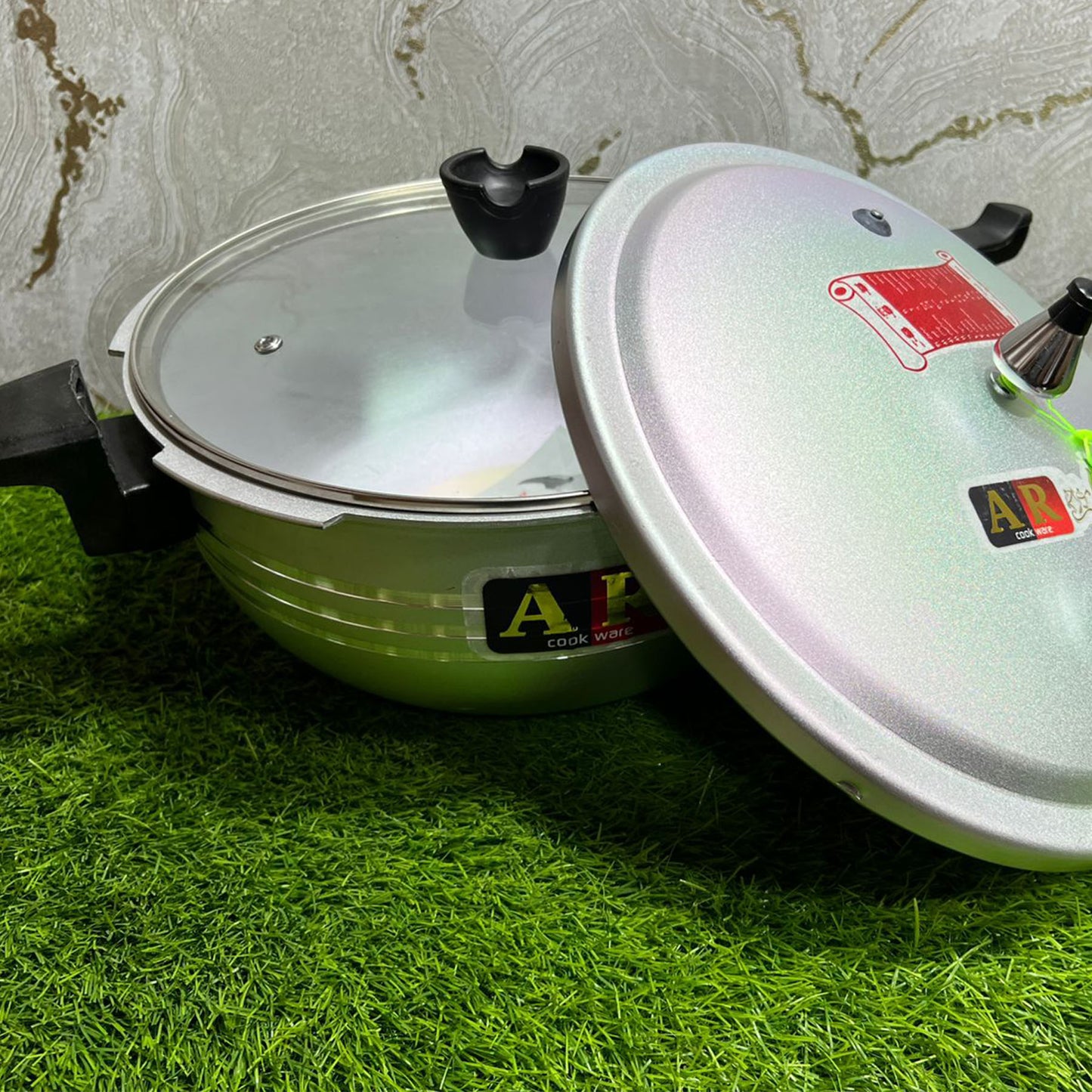 AR Cookware 2 in 1 Pressure Cooker Wok with Free Glass Lid