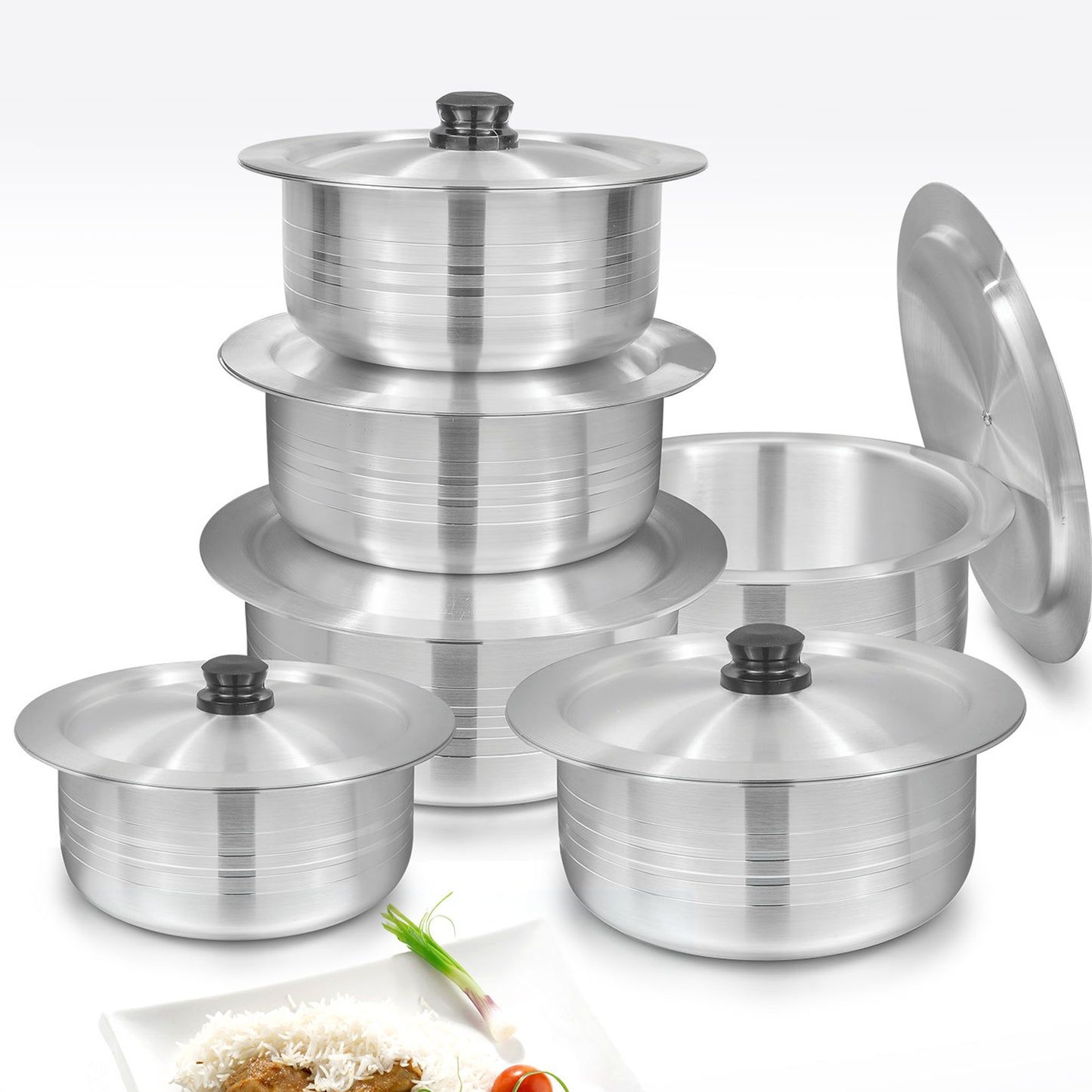 12 Pieces AR Round Metal Finish Casserole Set