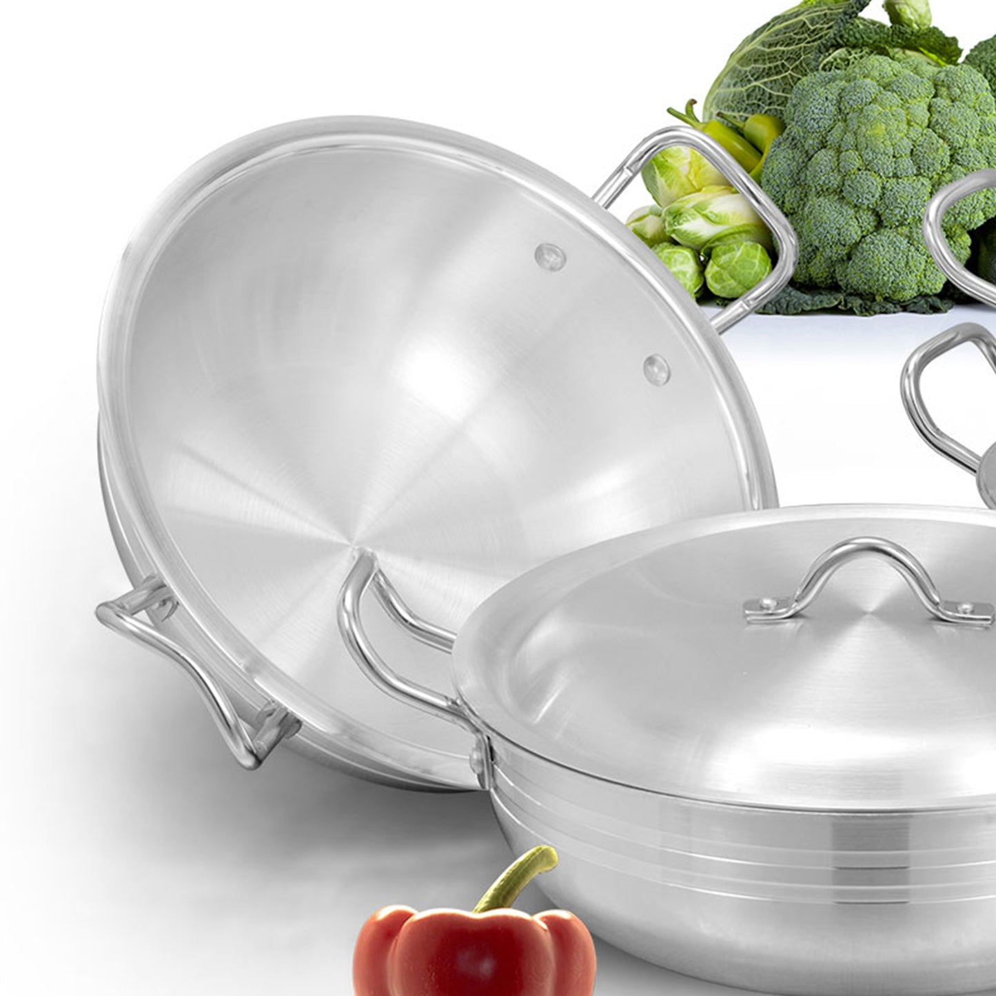 8 Pieces AR Metal Finish Wok Round Jumbo Set