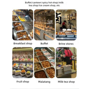 Rectangular Steam Hotel Pan,Metal Buffet Chafing Pans,Stainless Steel Food Containers for Restaurant, Hotel, Party,1/1(53 * 32.5cm),6.5cm