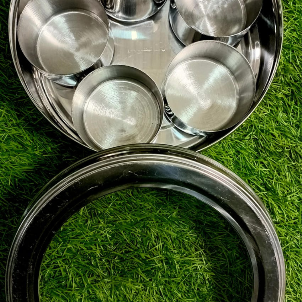 Stainless Steel Round Masala Box – 5 Katori