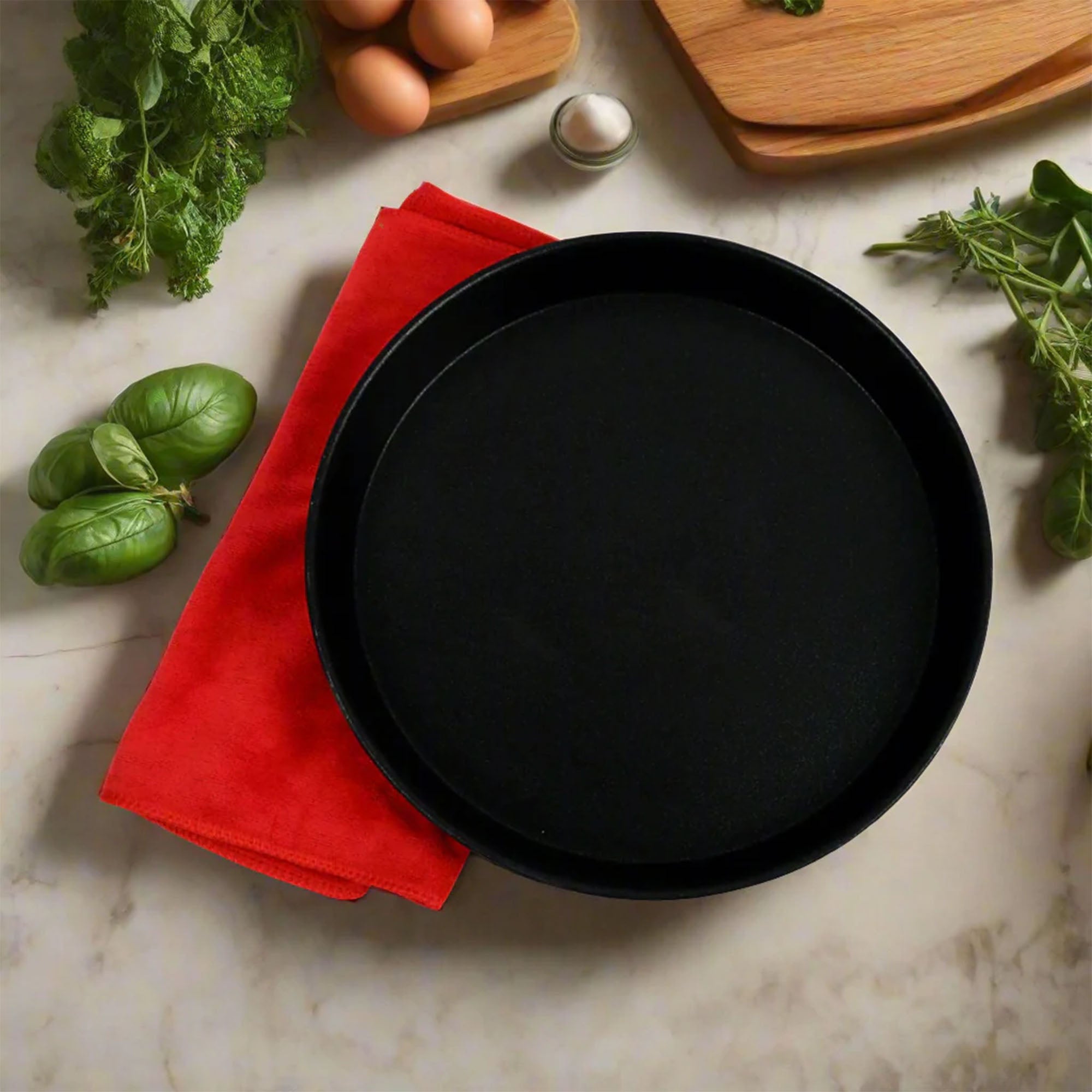 Non Stick Round Pizza Pan Plate Black | Heavy Duty Pizza Tray