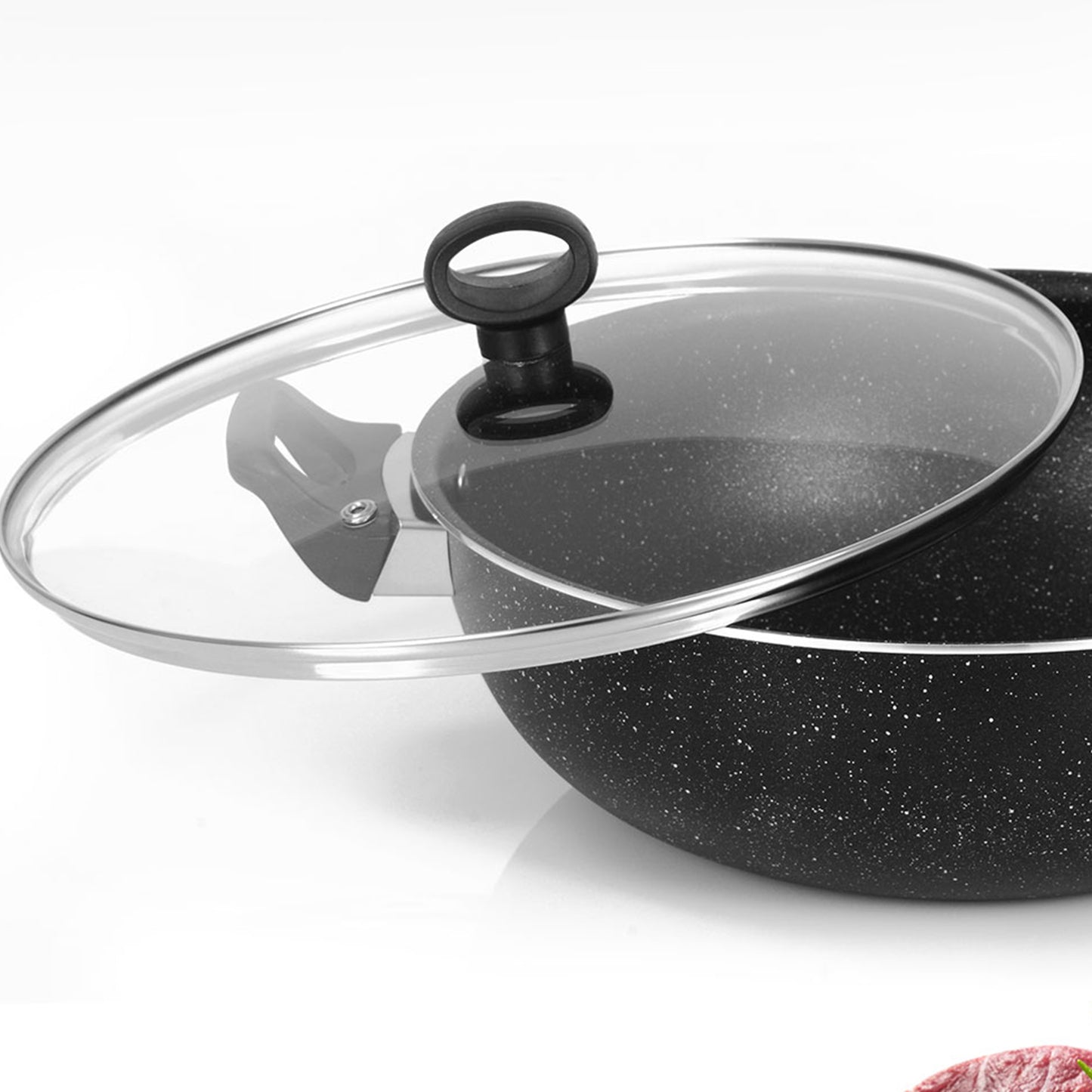 AR Marble Coated Non Stick Wok Karahi - Black