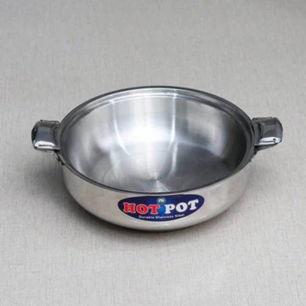 3 Pcs Stainless Steel Hotpot Set with Glass Lid – Elegant & Durable Serving Hotpots