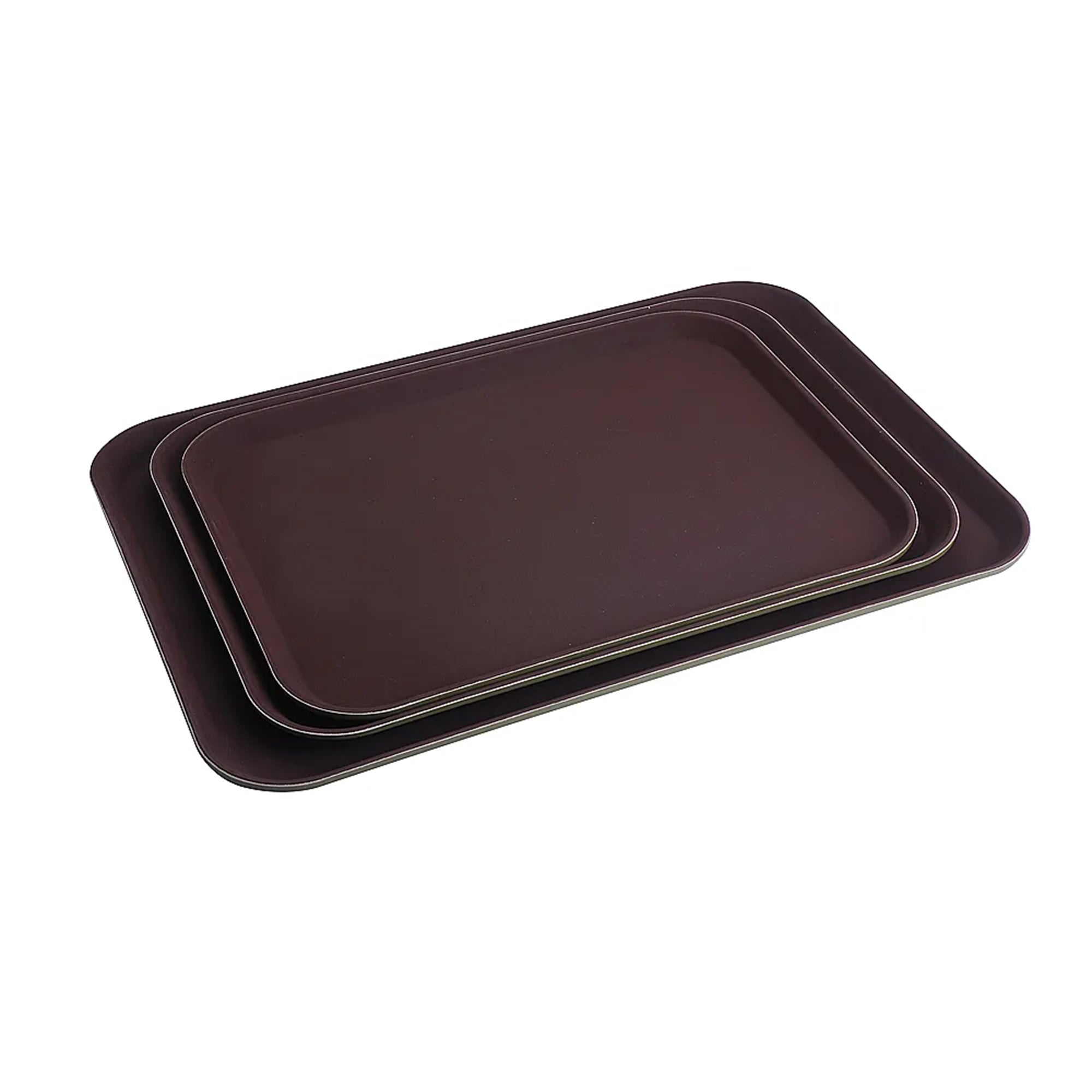 3 Pieces Plastic Rectangular Rubber Lined Non-Slip Tray