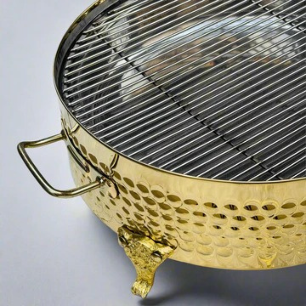 Round Golden BBQ Serving Grill