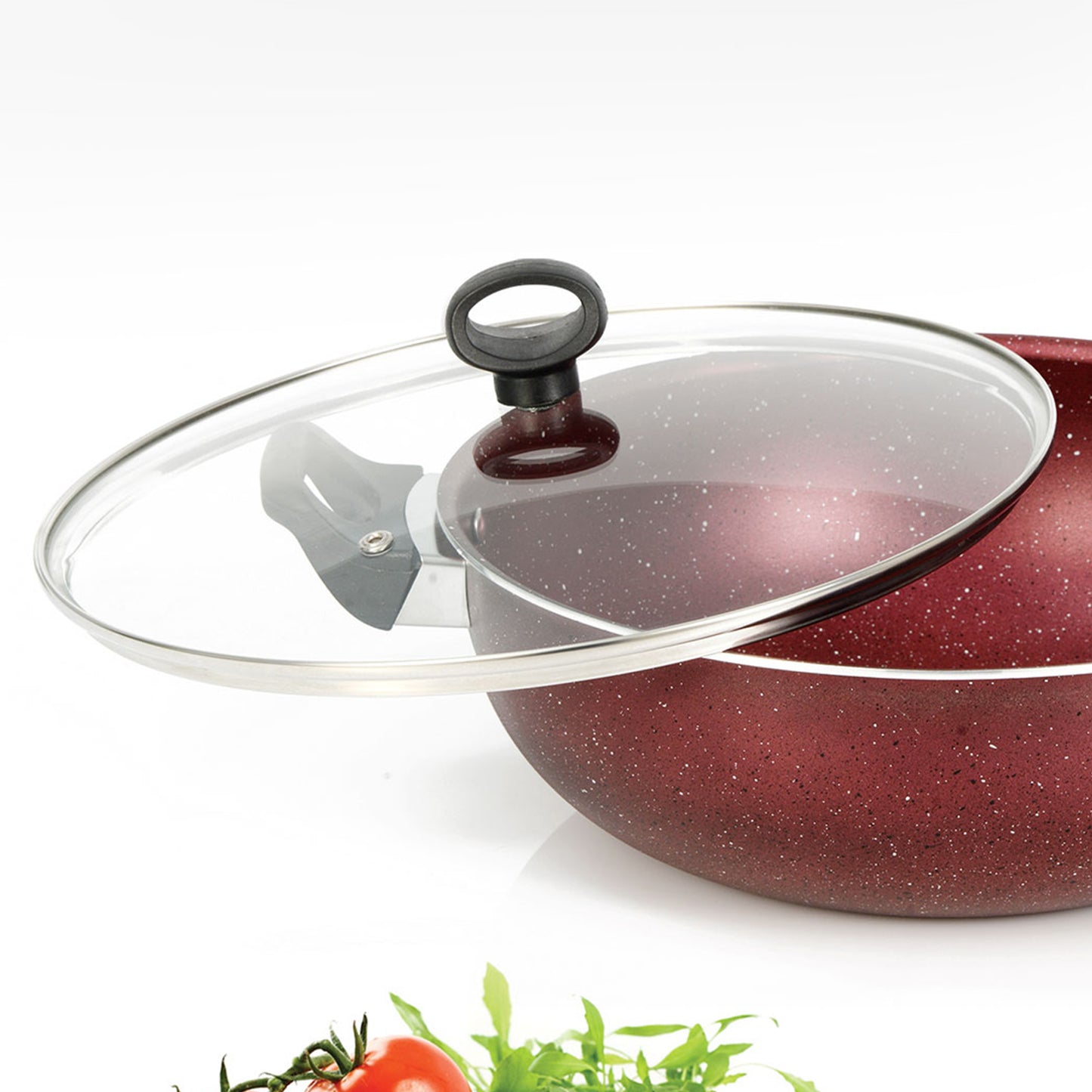 AR Marble Coated Non Stick Wok Karahi - Maroon