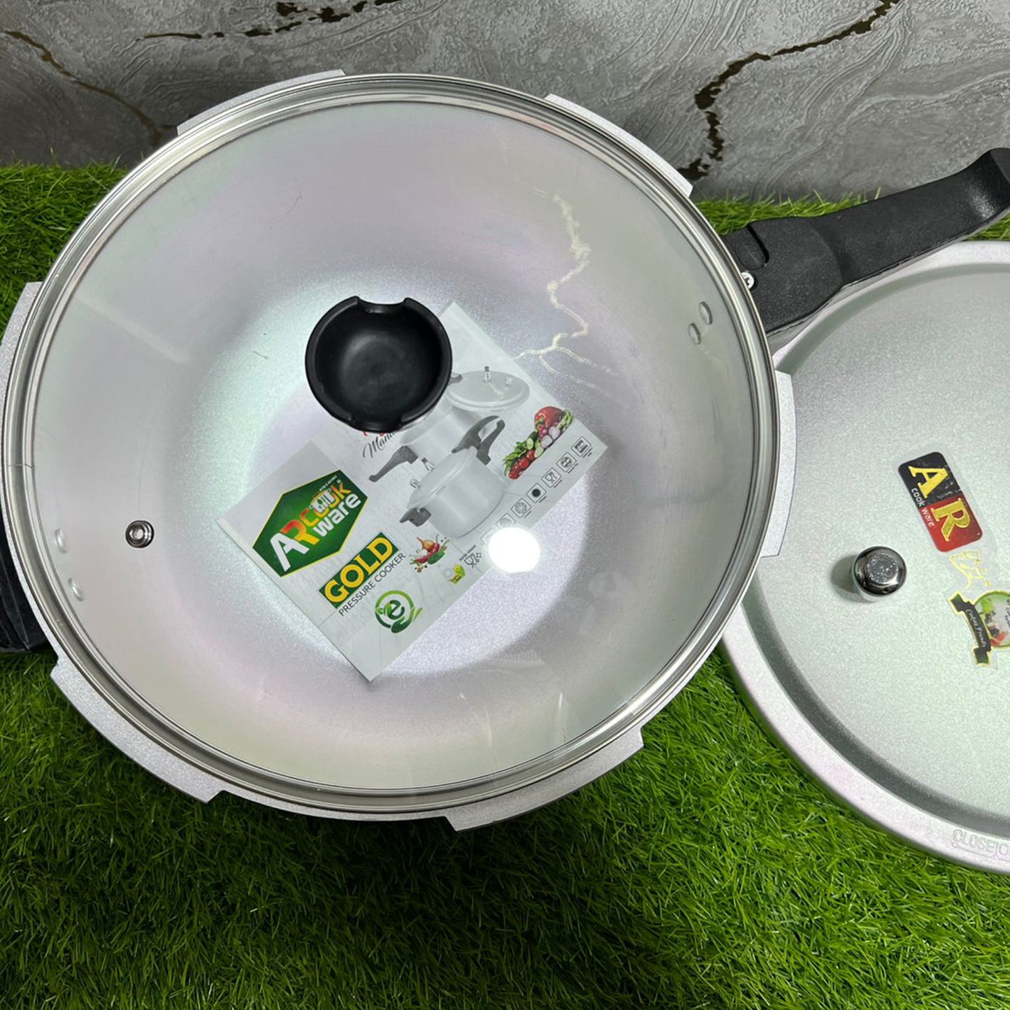 AR Cookware 2 in 1 Pressure Cooker Wok with Free Glass Lid