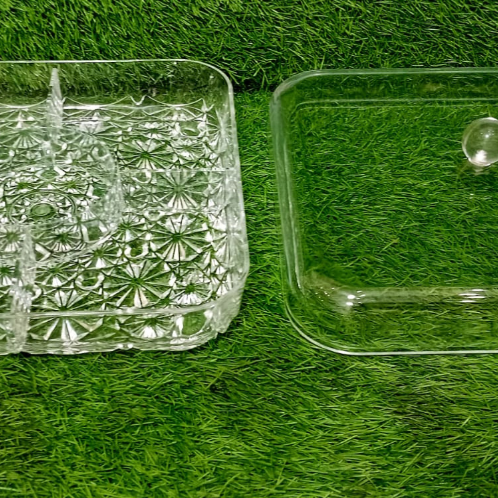 Acrylic Dry Fruit Dish – Elegant Multi-Section Serving Bowl (Without Stand)