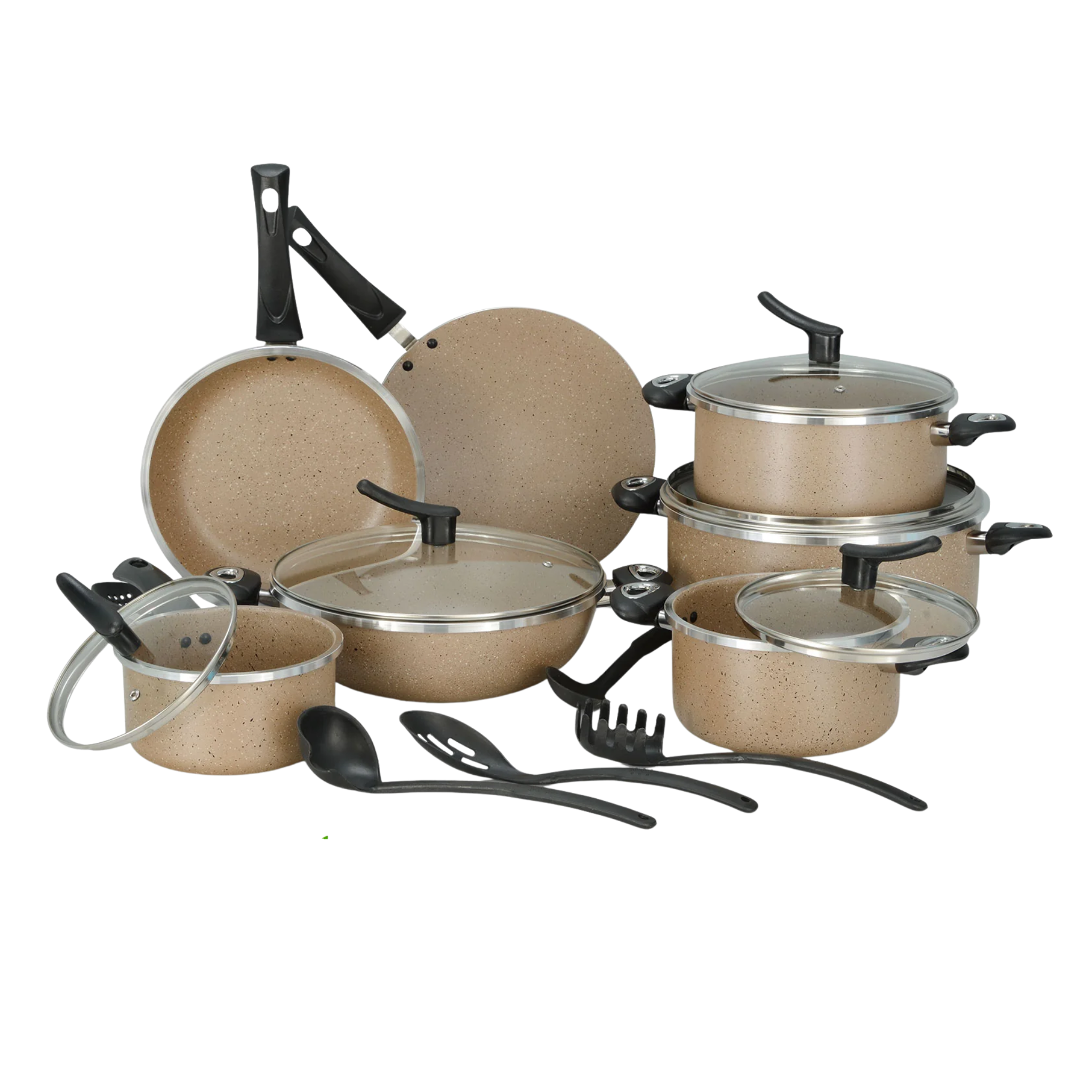 18 Pieces AR Dessini Moon Marble Cookware Beige | Kitchen Gift Set