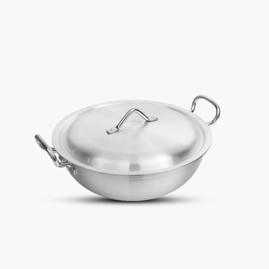 Aluminum Metal Finish Round Wok