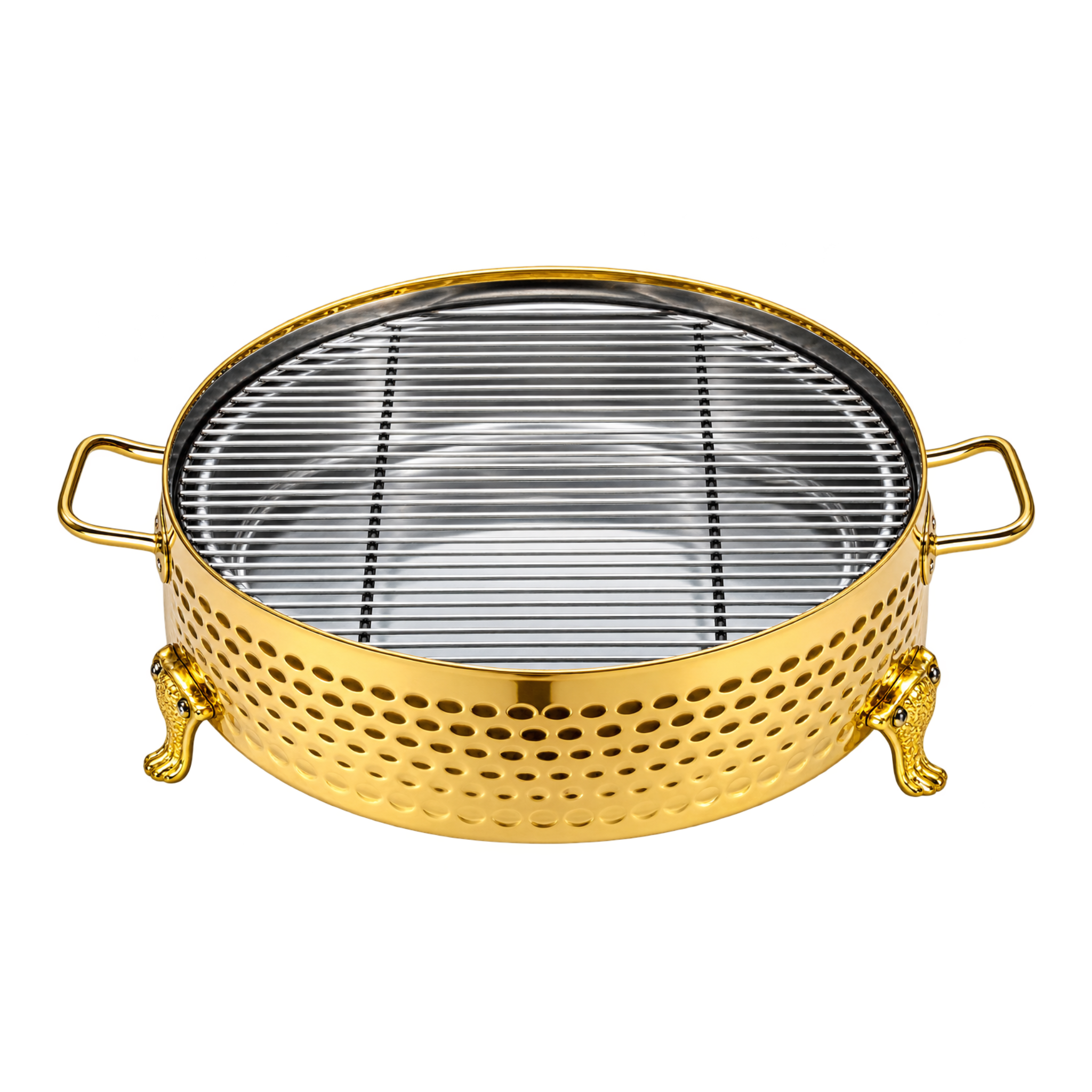 Round Golden BBQ Serving Grill