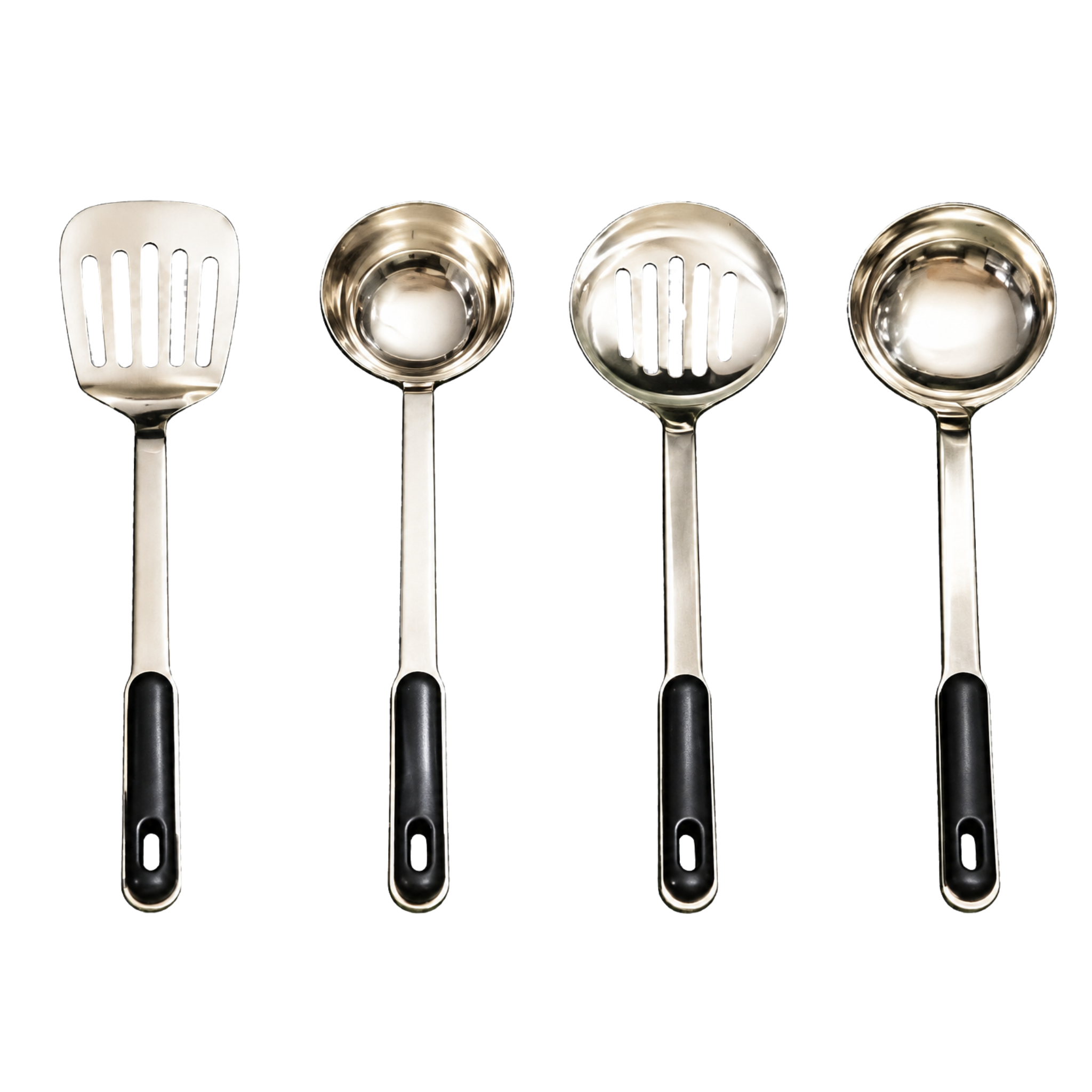 4-Piece Stainless Steel Cooking Set with Black Handles | Umar Hotelier