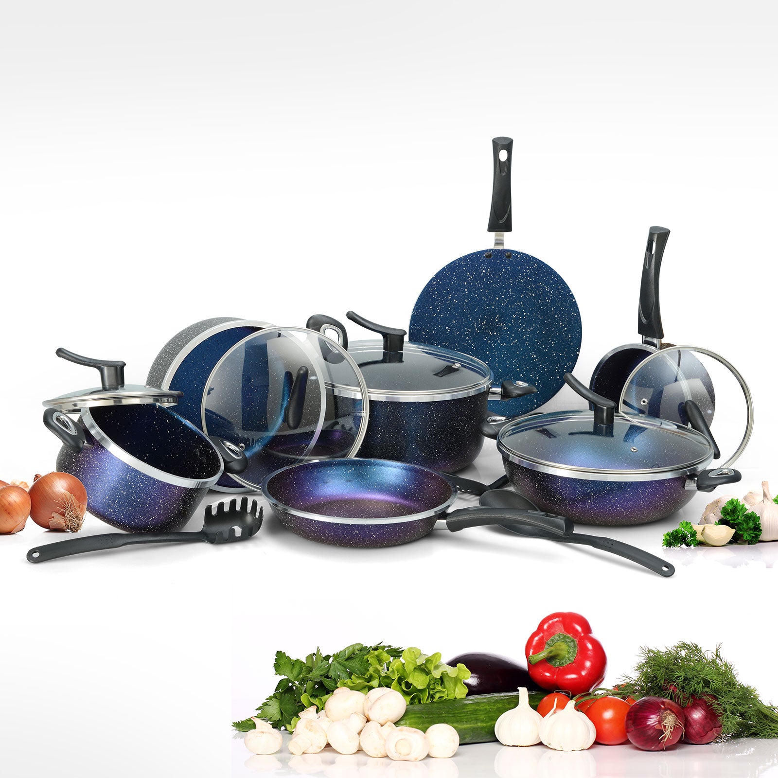 18 Pieces AR Marble Coated Non Stick Dessini Moon Set Forging - Dragon Color