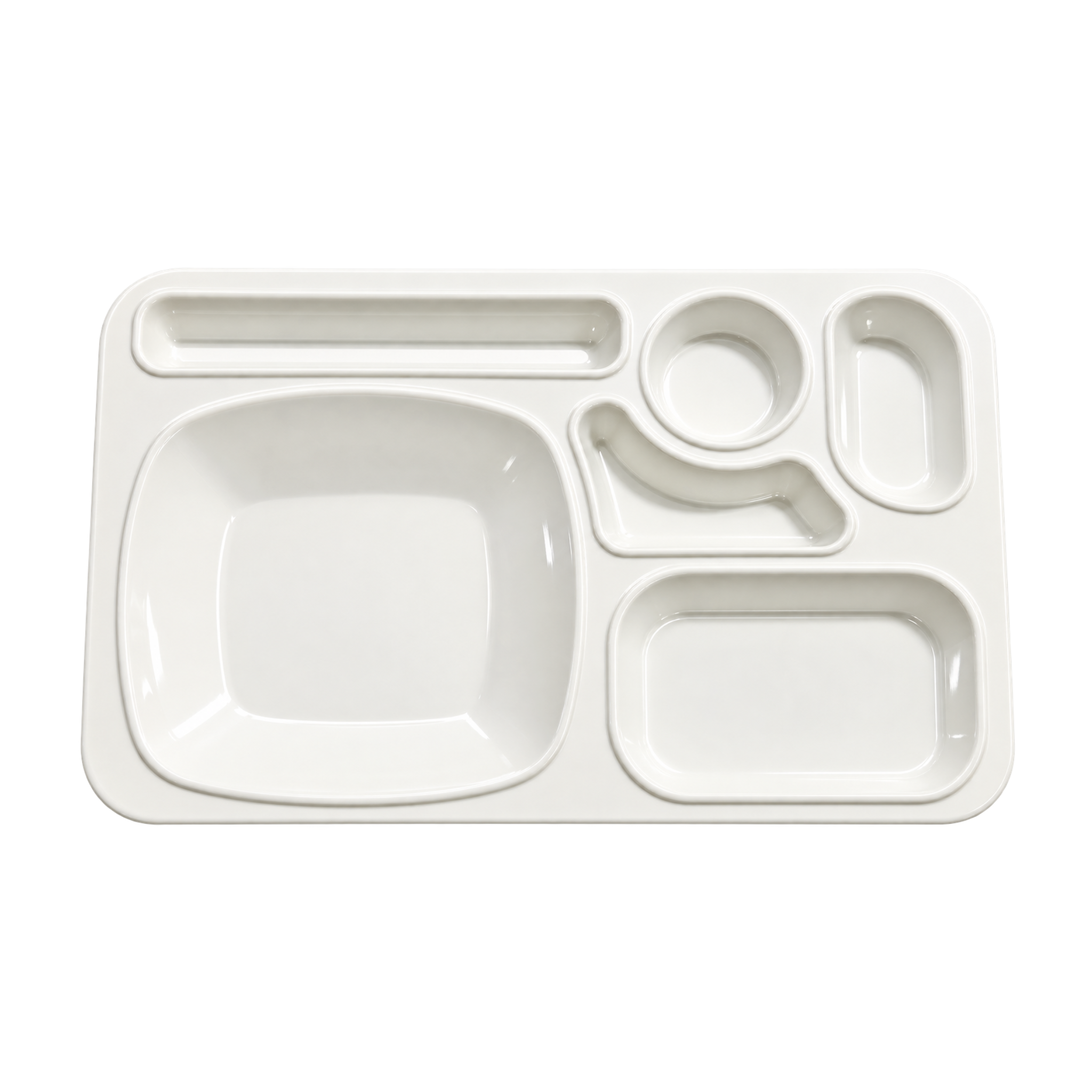 Rectangular Melamine Serving Tray – 6 Portion Divided Food & Snack Platter